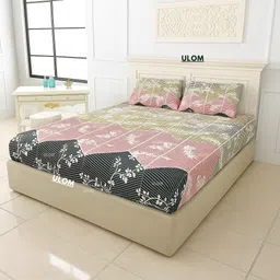 ulom Woolen Queen Fitted (Elastic) 350 TC Floral Bedsheet image 2