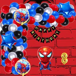 aoes Spider-Man Theme 8th Birthday Decoration Kit Happy Birthday Banner & Balloons-picture-30