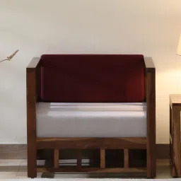 woodsworth from pepperfry Ulyano Sheesham Wood 1 Seater Sofa in Scratch Resistant Rustic Teak Finish image 1