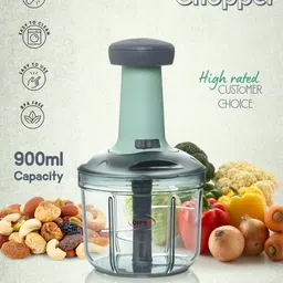 offyx Hand Push 900 ML with 4 Stainless Steel Blades Vegetable & Fruit Chopper image 2