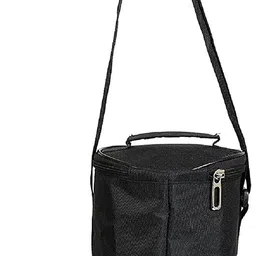 homestic by kuber industries Rexine Lunch Box Cover with 3 Comparment Space Size 15 x 15 x 22 (Black) Lunch Bag image 3