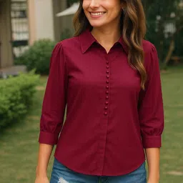 shehzadi online Casual Puff Sleeves Solid Women Black Top-picture-28