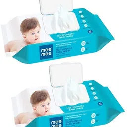 meemee Caring Baby Wet Wipes with lid, 72 Pcs (Aloe Vera, Pack of 2))-picture-24