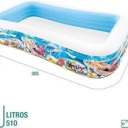 budetto Inflatable Swimming Pool, Blue Large Size Multicolor 3.05m x 1.83m Inflatable Swimming Pool image 2