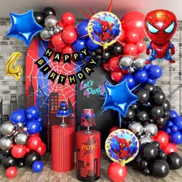 aoes Spider-Man Theme 4th Birthday Decoration Kit Happy Birthday Banner & Balloons-picture-34