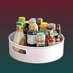 Plastic circular Swiveling Storage Shelf – Apartment & Kitchen Space Storage Basket-image-71