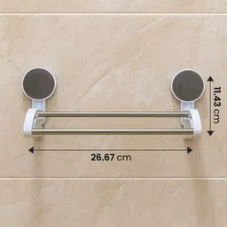 finner Double rod towel rack, wall mount, hooks, space saver, 18 inch. 10.5 inch 1 Bar Towel Rod image 3