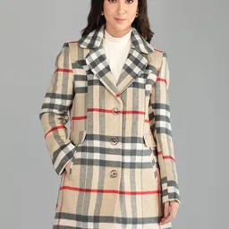 honnete 100 % Polyester Checkered Coat For Women image 4