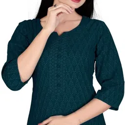 lavyaa fashion Women Chikan Embroidery, Embellished, Embroidered Chanderi Straight Kurta image 2