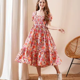 deklook Women Fit and Flare Orange Midi/Calf Length Dress image 1