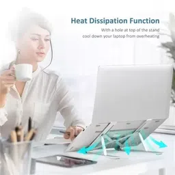 QueryZen Aluminum Alloy Adjustable, Portable, Foldable, Ergonomic, Tablet Laptop Stand Aluminium Desk Stand Rotatable Laptop Stand with Adjustable Height Compatible with Universal Laptops image 3