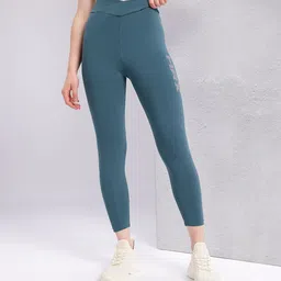 hrx by hrithik roshan Solid Women Green Tights image 2