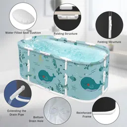suptikes Adult Folding Bathtub Adult Folding Bathtub - Portable Soaking Tub, Collapsible Family SPA Barrel, Maintaining Hot & Cold Temperature With Drainage Hole & Thicken Layer for Home Hot Water & Ice Bath Drop-in Bathtub image 2