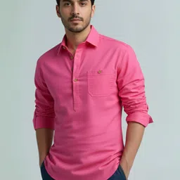 vashuqi Men Solid Cotton Blend A-line Kurta-picture-19