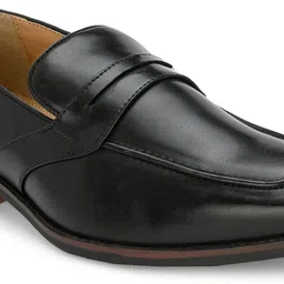 house of pataudi Men Black Solid Formal Slip Ons Loafers Shoes Slip On For Men image 2