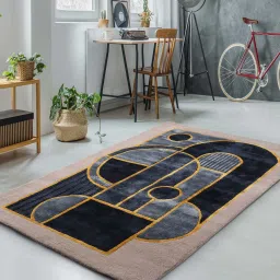 Buy Blue Wool Geometrical 5 ft x 7 ft Hand Tufted Carpet Carpet By Joyrugs by Littlelooms image 1