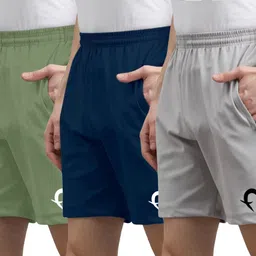 sarahna Pack of 3 Solid Men Multicolor Sports Shorts, Basic Shorts, Regular Shorts-picture-10