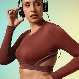 hrx by hrithik roshan Women Solid Round Neck Polyester Brown T-Shirt-picture-11