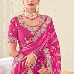 laxmipati sarees Embroidered Saree with Attached Blouse Chiffon Saree image 2