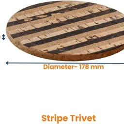 stacpro Natural Stripe Heat Resistant Round Cork Matte Trivet image 2