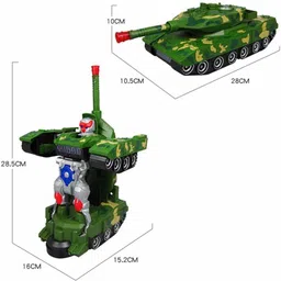 tukamcha Automatic Deformation Combat Tank Transformer Robot Toy with Music image 3