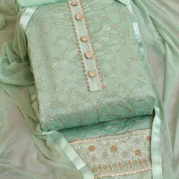 tavas Unstitched Chanderi Salwar Suit Material Embroidered image 2