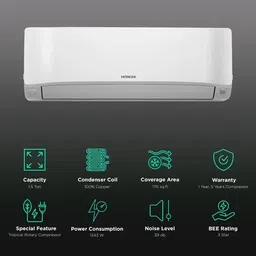 hitachi 2024 Model 1.5 Ton 3 Star Split AC- White image 3