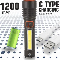 pick ur needs 100W Emergency Metal Small Torch With Brightness 3 Mode Light + 2 Mode Side COB Torch image 1