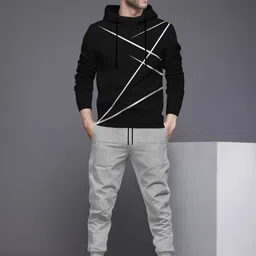 blive Men Night Suit Set Black, Grey Solid image 1