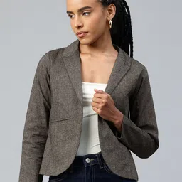 cottinfab Women Solid Single Breasted Formal Blazer image 1