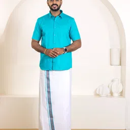 ramraj cotton Men Pure Cotton Shirt Dhoti Set image 1
