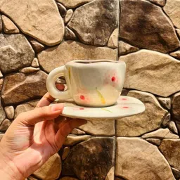 the earthy store Pack of 2 Ceramic Ceramic Enchanted Pestal Blossom Cup & Saucer Set image 5