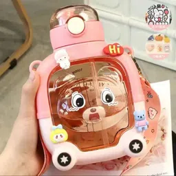 patre in Bear Shaped Sipper Bottle for Kids -Leakproof with Straw, Strap and Stickers 1000 ml Water Bottle-picture-11