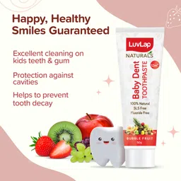 luvlap Naturals Baby Dent 100% Natural Toothpaste for Kids, SLS & fluoride Free, 50g Toothpaste image 5