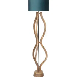 sapphire Admiration Grey Fabric Shade Club Floor Lamp With Wood Base image 5