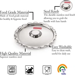 hazel Stainless Steel Utensil Cover Lid, 13.5 cm, Silver 13.5 inch Lid image 2