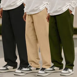 Pack of 3 Solid Men Multicolor Track Pants-image-44