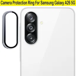 KREZEE Back Camera Lens Ring Guard Protector for Samsung A26 5G [ Silver Metal Ring with 9H Glass] Set of 1-picture-22