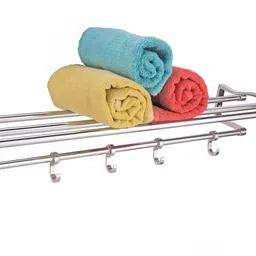 garbnoire Stainless Steel Towel Rack with Towel Rod and Sliding Hooks for Bathroom Chrome Plated Towel Holder Size (18 INCH) 18 inch 1 Bar Towel Rod-picture-18