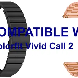 ACM WSM20H22BKRSG3581 Pack of 2 Watch Strap Adjustable Steel 22mm for Noise Colorfit Vivid Call 2 Smartwatch (Black/Rose Gold Pink) Smart Watch Strap-image-79