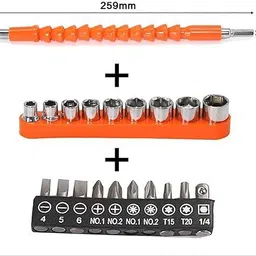 xdlb Flexible Drill Snake Bit Extension Power Drill Head Angle Driver Bend Screwdriver tool With 10 Pcs Drill Bit Sets and 9 Pcs hex sockets image 3