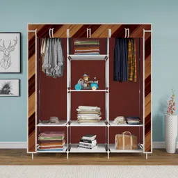 cgul 8 Shelf Foldable Collapsible Wardrobe Storage Organizer Almirah Cloth Rack Carbon Steel Collapsible Wardrobe image 2