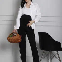 red houge Women Striped Black Track Pants image 5