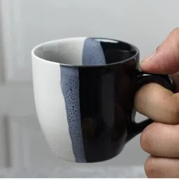 maalaxmi store Pack of 6 Ceramic BLACK U tone SHAPE TEA CUP image 3