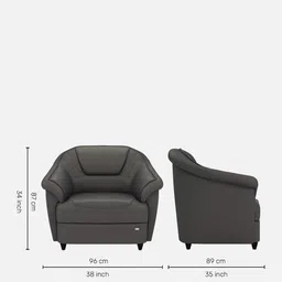 durian Berry Leatherette 1 Seater In Slate Colour image 2