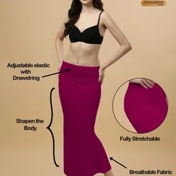 VRTREND Fishcut Saree Shapewear Purple Lycra Bland Petticoat Lycra Blend Petticoat-image-14