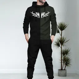 blive Men Night Suit Set Black, Green Printed, Colorblock-picture-26