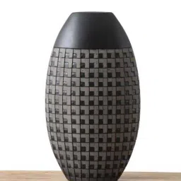 Beautiful Oval Shaped Grey Resin Vase For Your Home Or Office Decor (Grey)-image-15