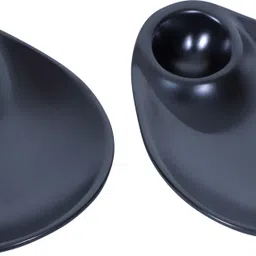 kaku melamine Oval Pakoda Plate Black with Chutney Compartment |Serving Dish for Snacks,Samosa Tray image 2