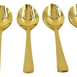 Premium Gold Plated Stainless Steel Spoon Set | Elegant Dining Cutlery Stainless Steel Dessert Spoon, Sugar Spoon, Ice-cream Spoon Set-image-56